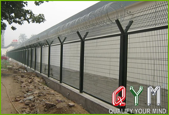 Airport barbed wire fencing